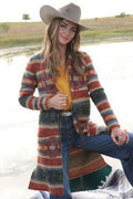 WOMEN'S SWEATER KNIT CROPPED DUSTER - MULTI CWK7408001