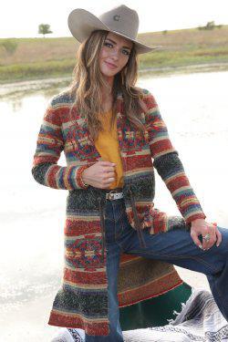 WOMEN'S SWEATER KNIT CROPPED DUSTER - MULTI CWK7408001