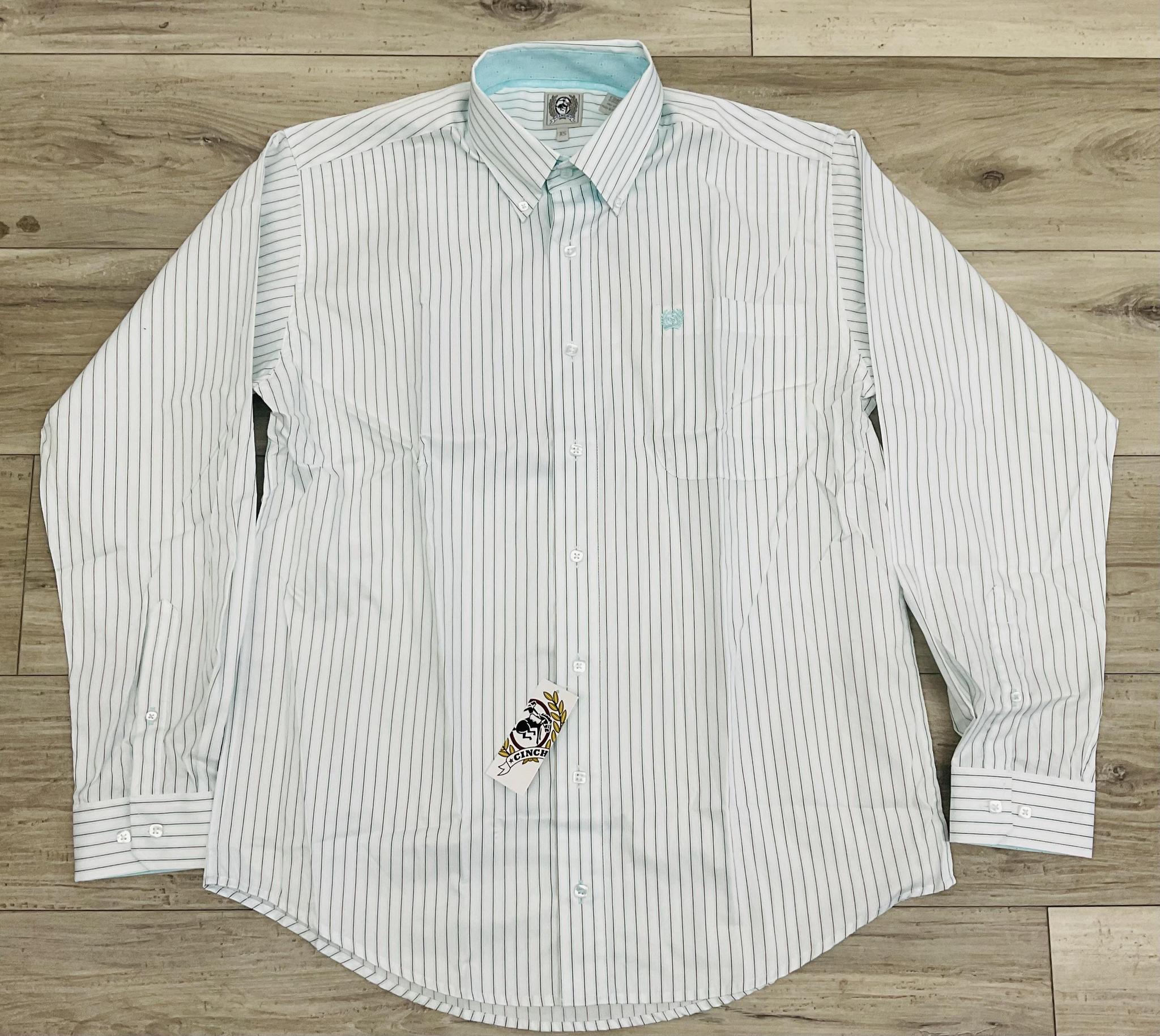 CINCH MEN’S LONG SLEEVE WHITE STRIPE SHIRT | MTW1106061