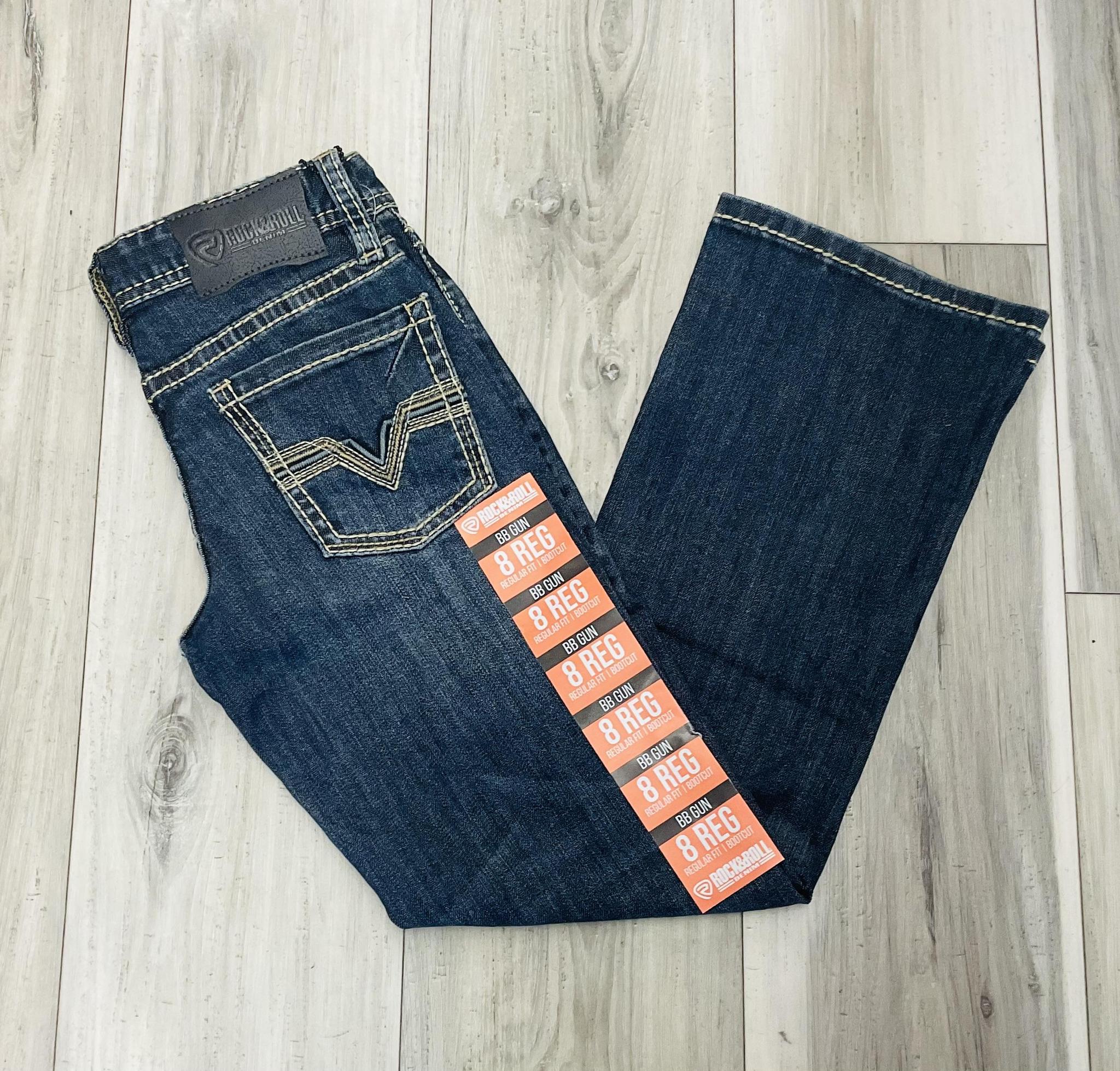 ROCK & ROLL BOY’S ROPE STITCH EMB DARK VINTAGE BOOT CUT JEANS | BB0BD08623