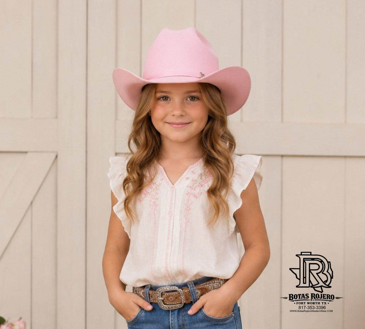 Pink Straw Hat For Young Girls By Iron Spur