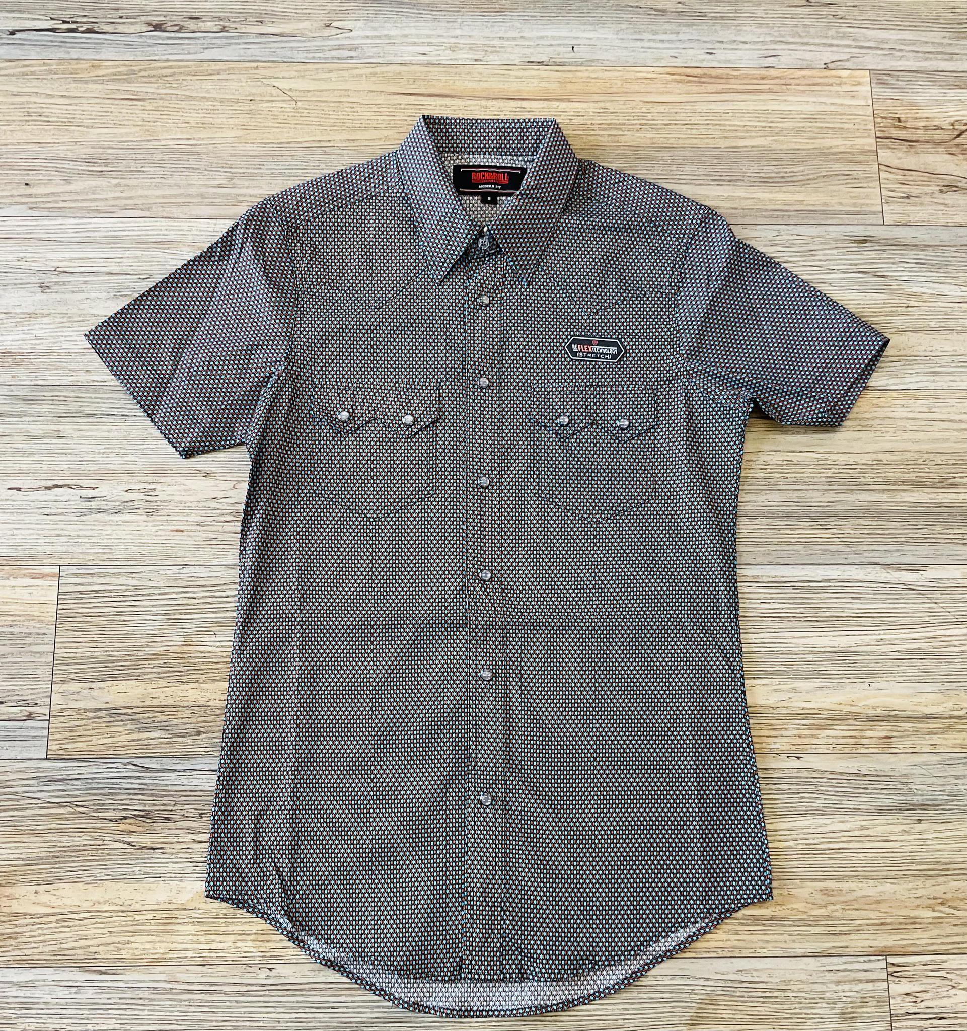 Mens Rock & Roll short sleeve 2pkt Horse Shoe Snap Orange shirt | BMN3S03949