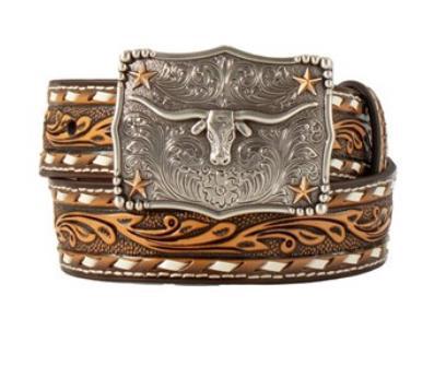 3D BOY'S SCROLLING EMBOSSED BUCK LACE WESTERN BELT |D120004302