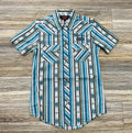 MEN’S ROCK & ROLL BRIGHT TURQUOISE AZTEC PRINT SHORT SLEEVE SHIRT | BMN3S05855