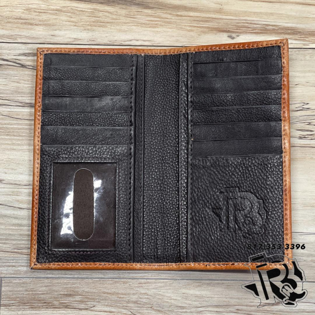 “ THOMAS  “ | MEN BI FOLD WESTERN TOOLED LEATHER WALLET BEADED IRON SPUR