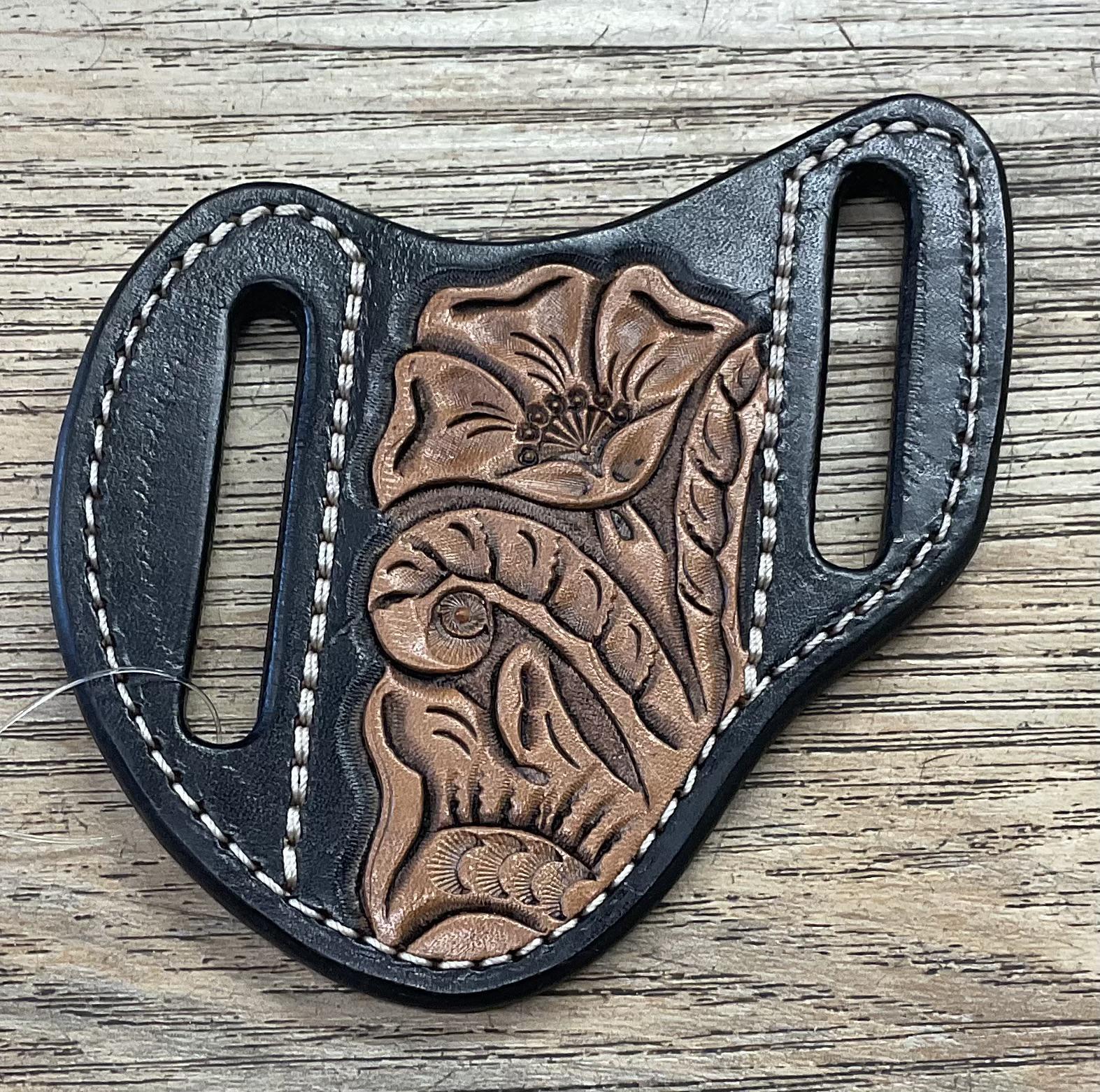 ‘’FLORAL’’  MEN WESTERN KNIFE SHEATH DARK BROWN