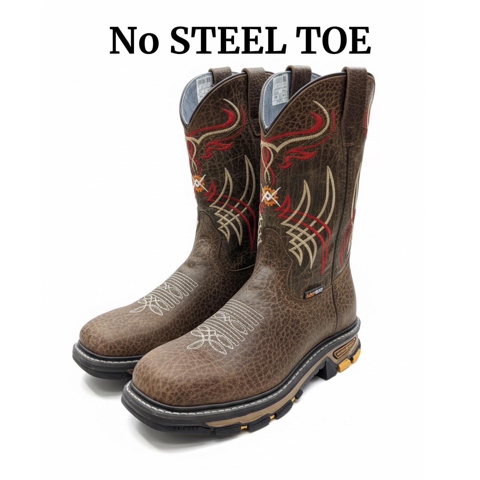 “ Crossfire “ NO STEEL TOE | MEN WESTERN WORK BOOT BROWN SQUARE TOE