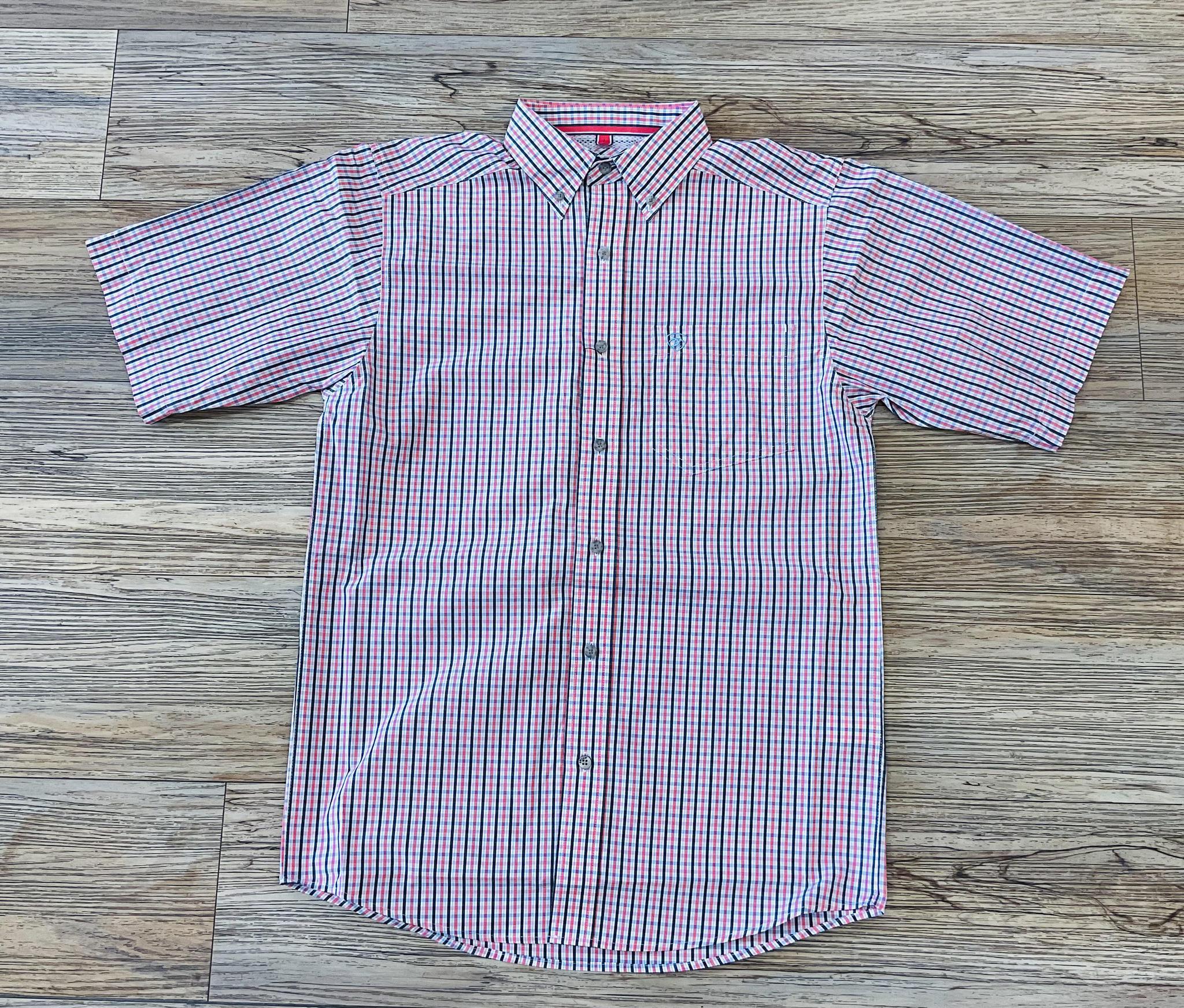 MENS ARIAT PRO JOEL SHORT SLEEVE CONCH SHELL CORAL SHIRT | 10051463