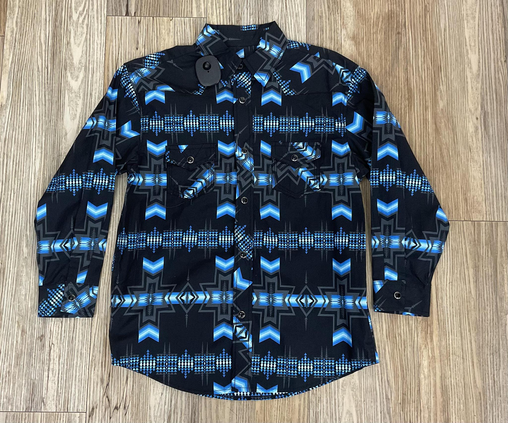 Boy's Rock&Roll Black and Blue Aztec Print (B8S2042)