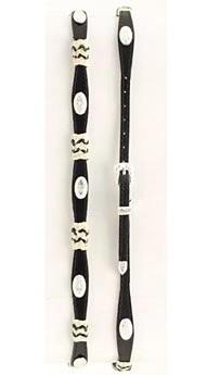 Black Concho and Knot Leather Buckled Hatband |0294801