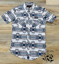 Mens short sleeve Aztec woven snap shirt blue rock & roll | RRMS1SR0QY