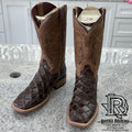 “ LANE “ MEN'S CHOCOLATE PRINTED FISH SQUARE TOE BOOT | IRON SPUR