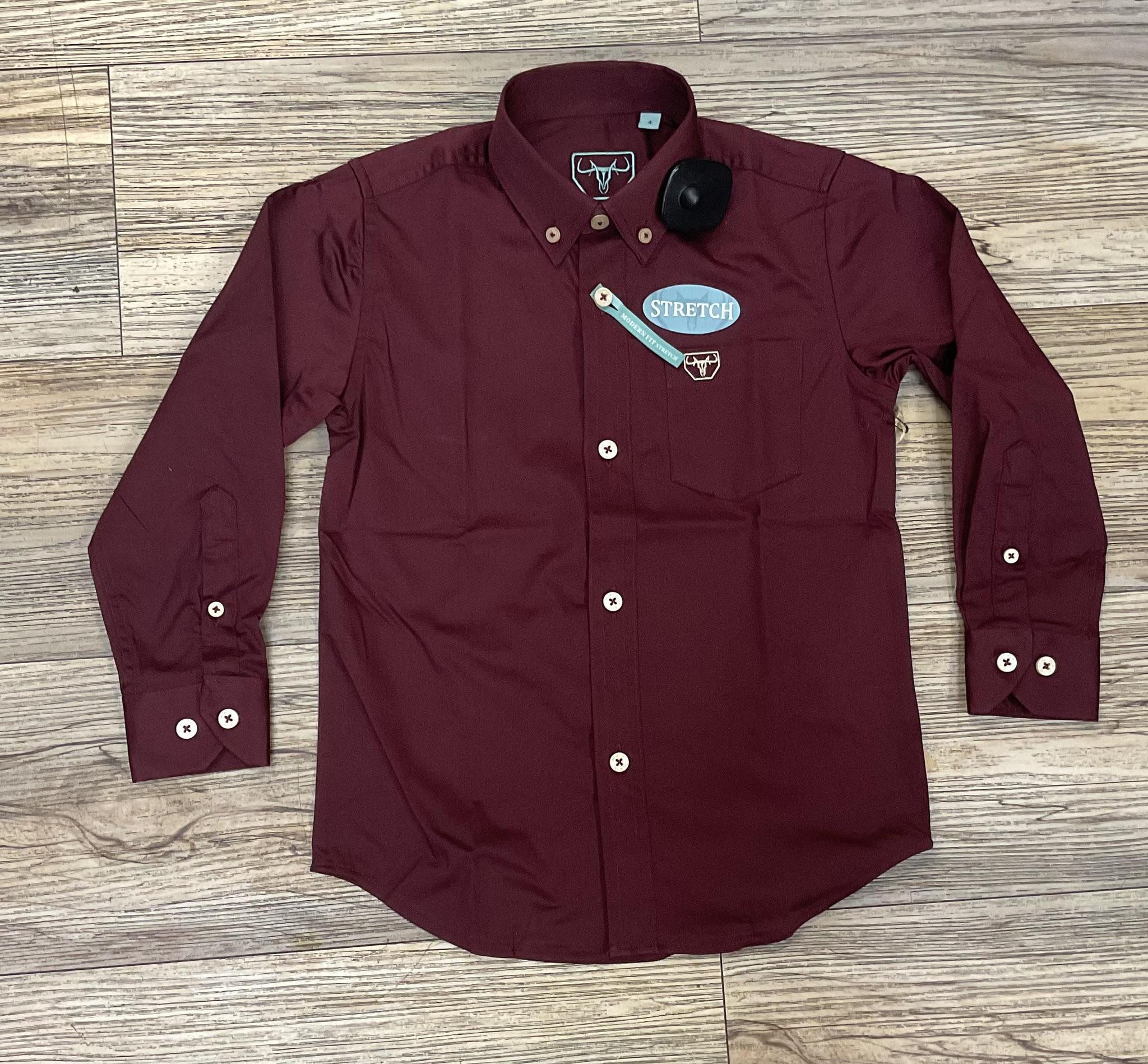KID’S BURGUNDY PLATINI WESTERN SHIRT BURGUNDY |CTK9260