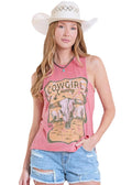 ROCK & ROLL WOMEN’S GRAPHIC MUSCLE ROSE/MAUVE TANK |BW20T08410