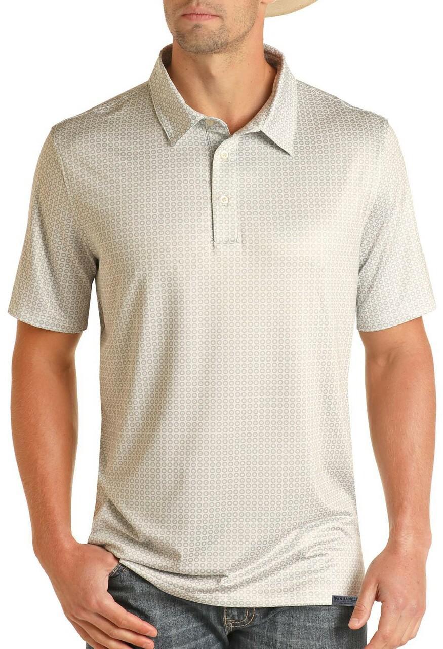 MENS PANHANDLE SHORT SLEEVE PRINTED POLO LIGHT TURQUOISE |PPMT53RZ7E