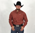 MENS ARIAT PAX LONG SLEEVE BURGUNDY SHIRT |10053867
