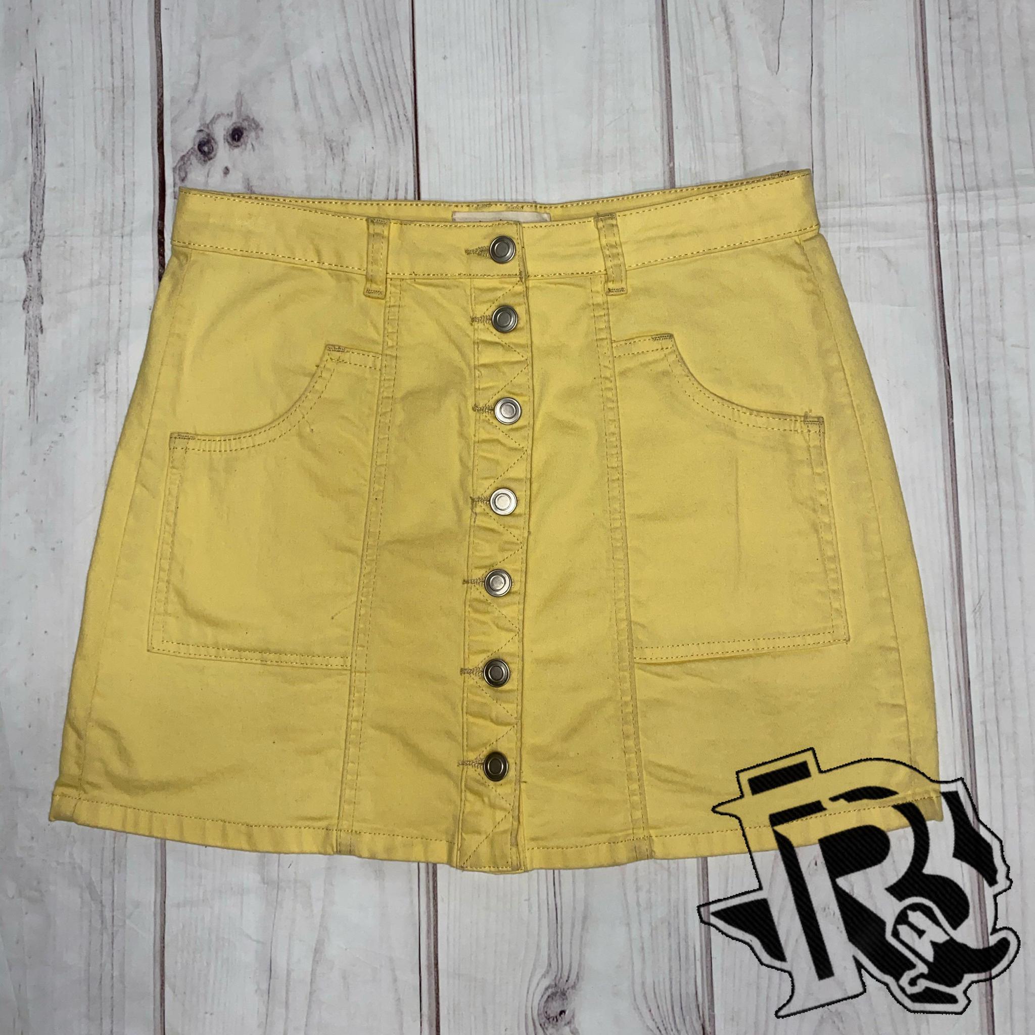 YELLOW DENIM SKIRT