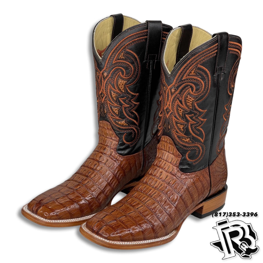 ORIGNAL -CAIMAN TAIL COGNAC | MEN’S SQUARE TOE BOOTS ARANGO