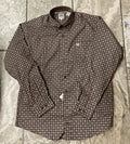 MENS LONG SLEEVE  PRINT BROWN SHIRT CINCH | MTW1105425