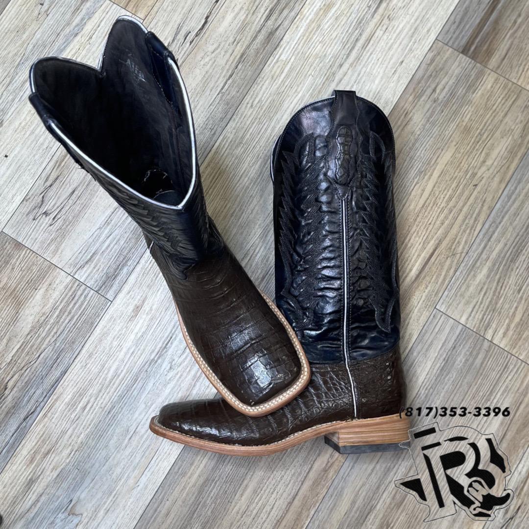 “ RUBBEN “ | MEN WESTERN BOOTS CAIMAN CHOCOLATE SQUARE TOE