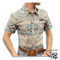 “ Romeo “ | MEN WESTERN SHIRT AZTEC DESIGN SNAP BUTTON SHORT SLEEVE  RRMS1SR0Q4