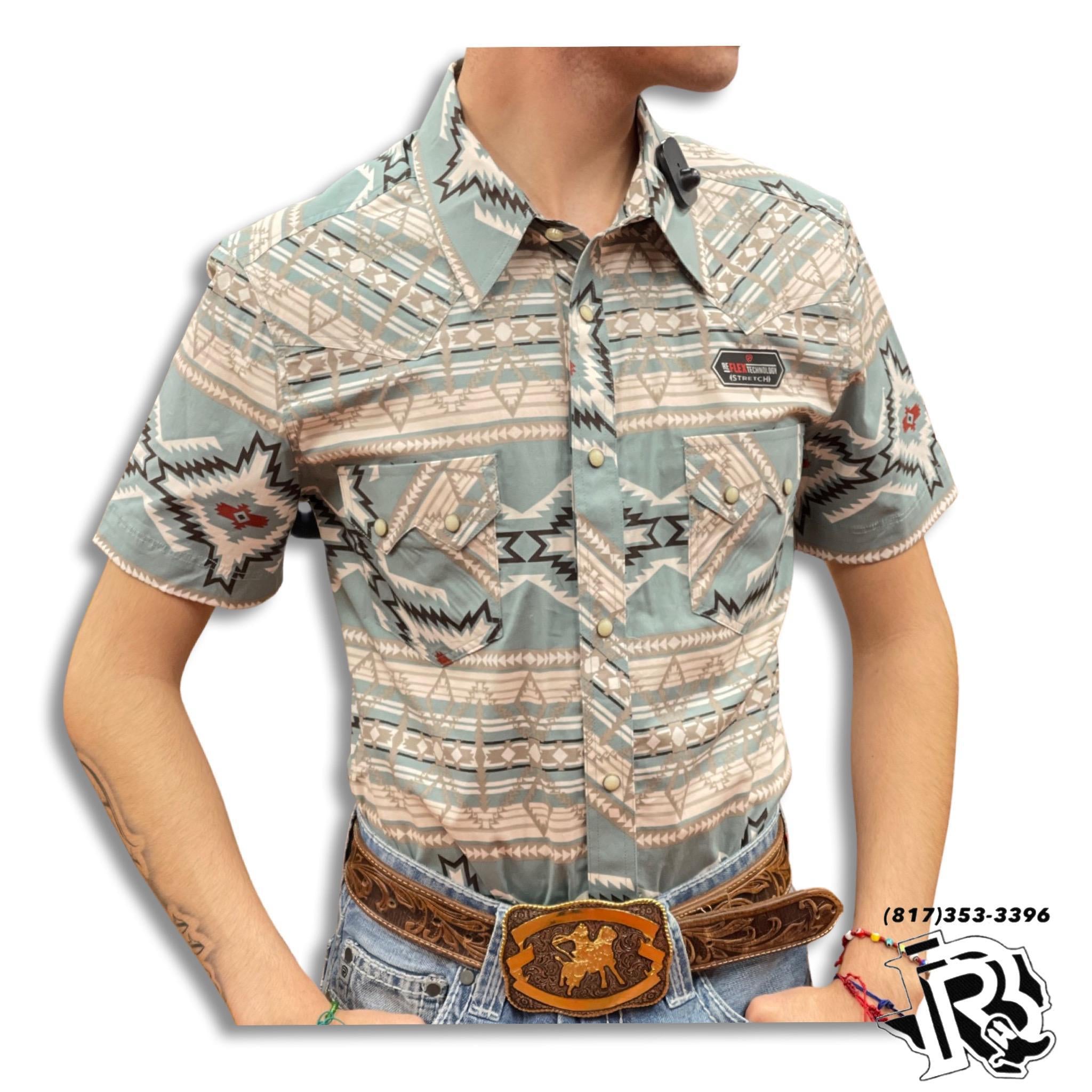 “ Romeo “ | MEN WESTERN SHIRT AZTEC DESIGN SNAP BUTTON SHORT SLEEVE  RRMS1SR0Q4
