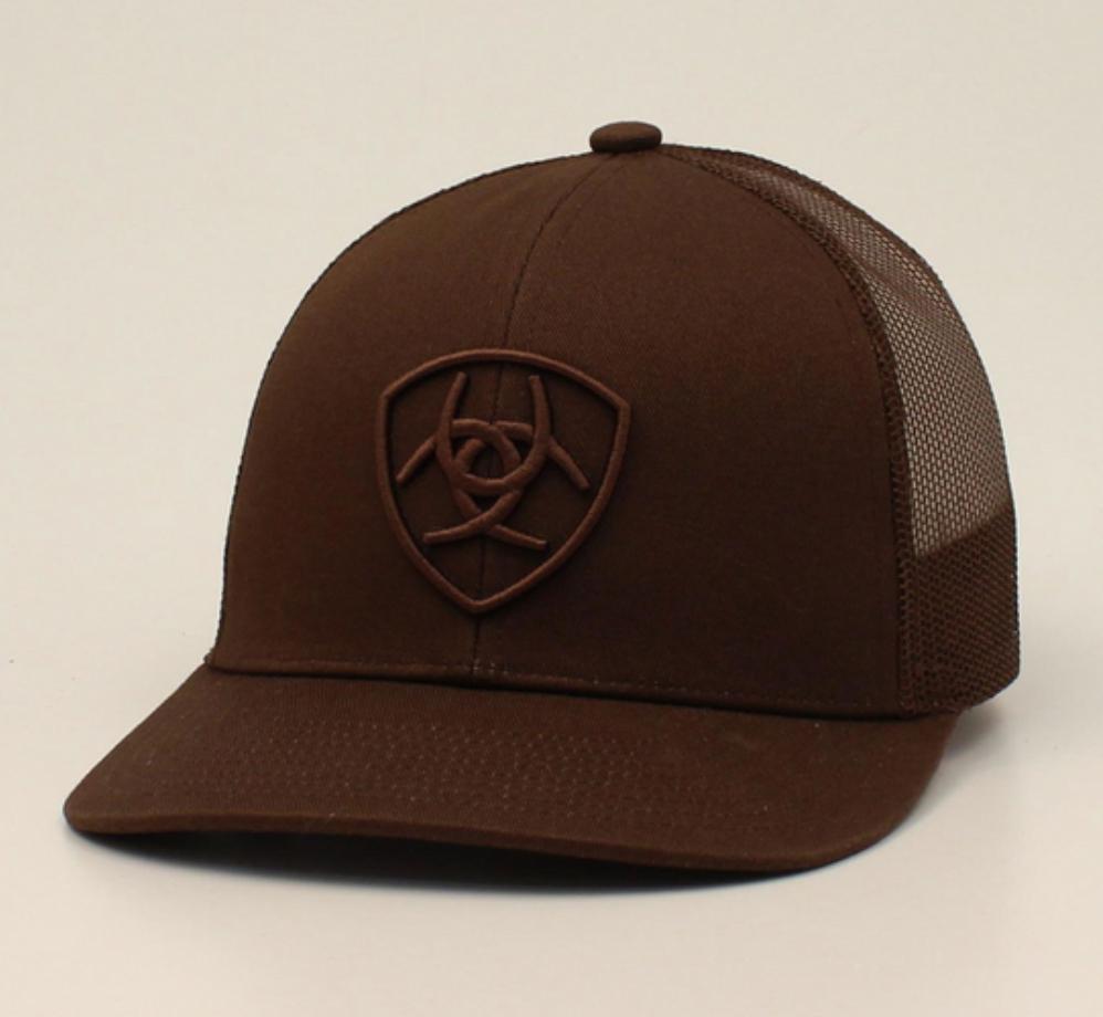 ARIAT BROWN ON BROWN SHIELD LOGO  CAP |A300053002
