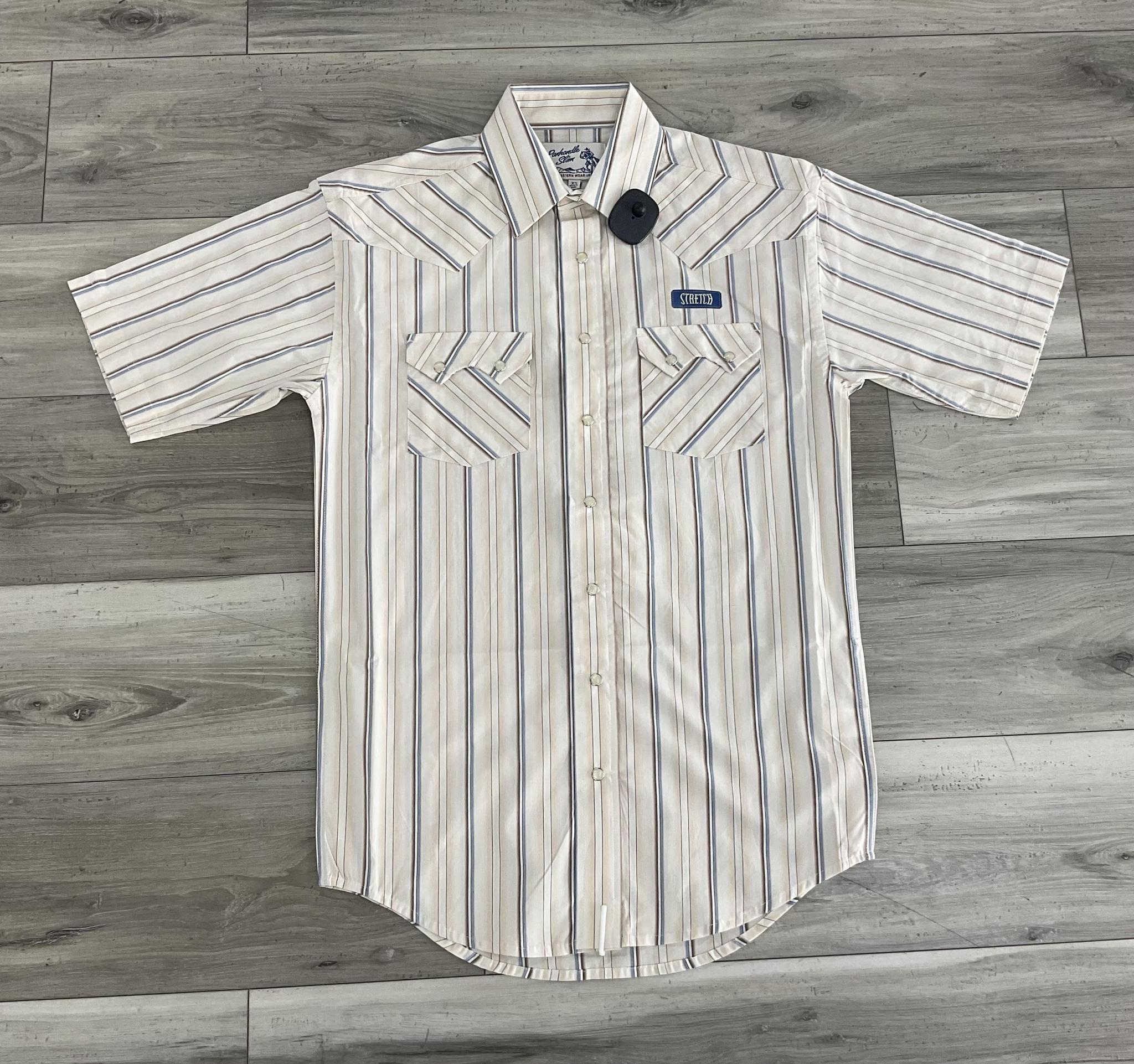 PANHANDLE MEN’S SHORT SLEEVE NATURAL STRIPED SNAP SHIRT | PMN3S08143