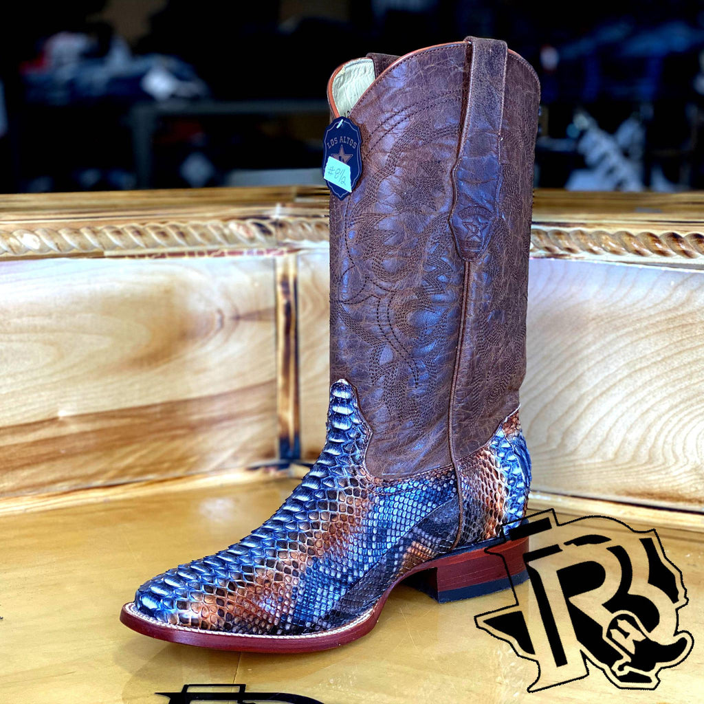 BR : ORIGNAL SNAKE RUSTIC NATURAL PYTHON SQUARE TOE BOOT