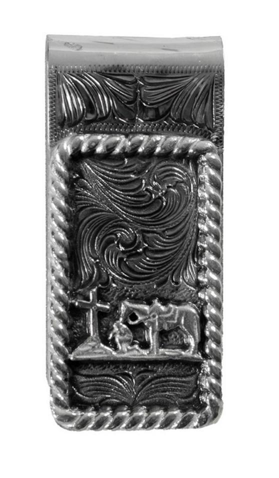 3D Western Wallet Mens Rope Money Clip Cowboy Prayer Silver| D250017236