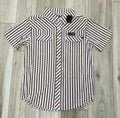 ROCK & ROLL MEN’S TEK CORE PRINT BROWN STRIP SHORT SLEEVE SHIRT |BMN3S08383