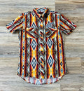 Mens Rock & Roll short sleeve orange aztec shirt | BMN3S03953