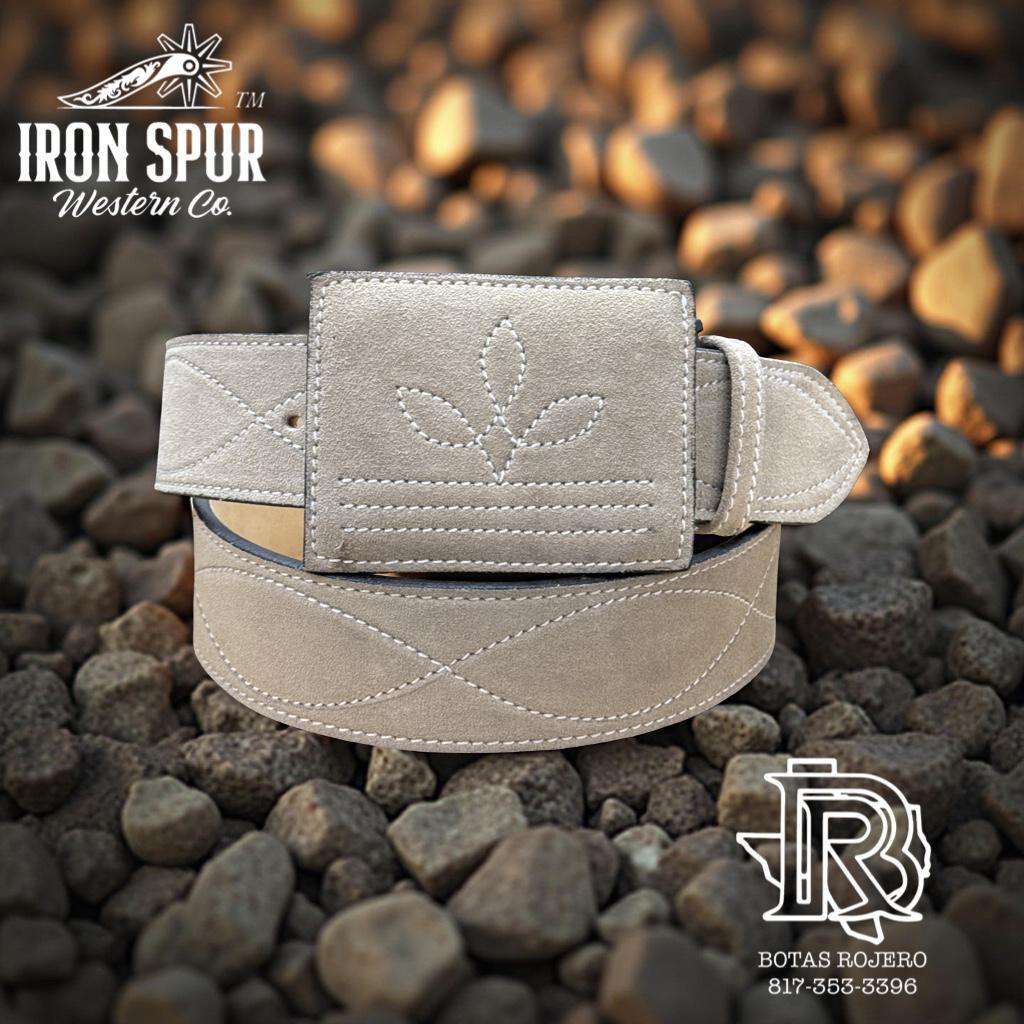 “ Diego “ | 2 INCH BOOT STITCH DESIGN ROUGH  OUT BEIGE BELT HANDMADE IRON SPUR ™️