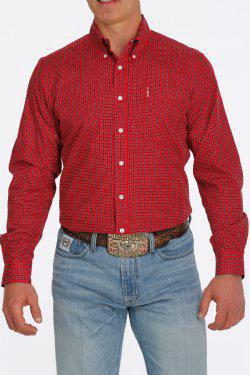 MEN'S MODERN FIT BUTTON-DOWN WESTERN SHIRT - RED / NAVY (MTW1347050)