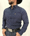 Ariat Mens Sammy Fitted Shirt Dark Blue Long Sleeve Shirt | 10062246