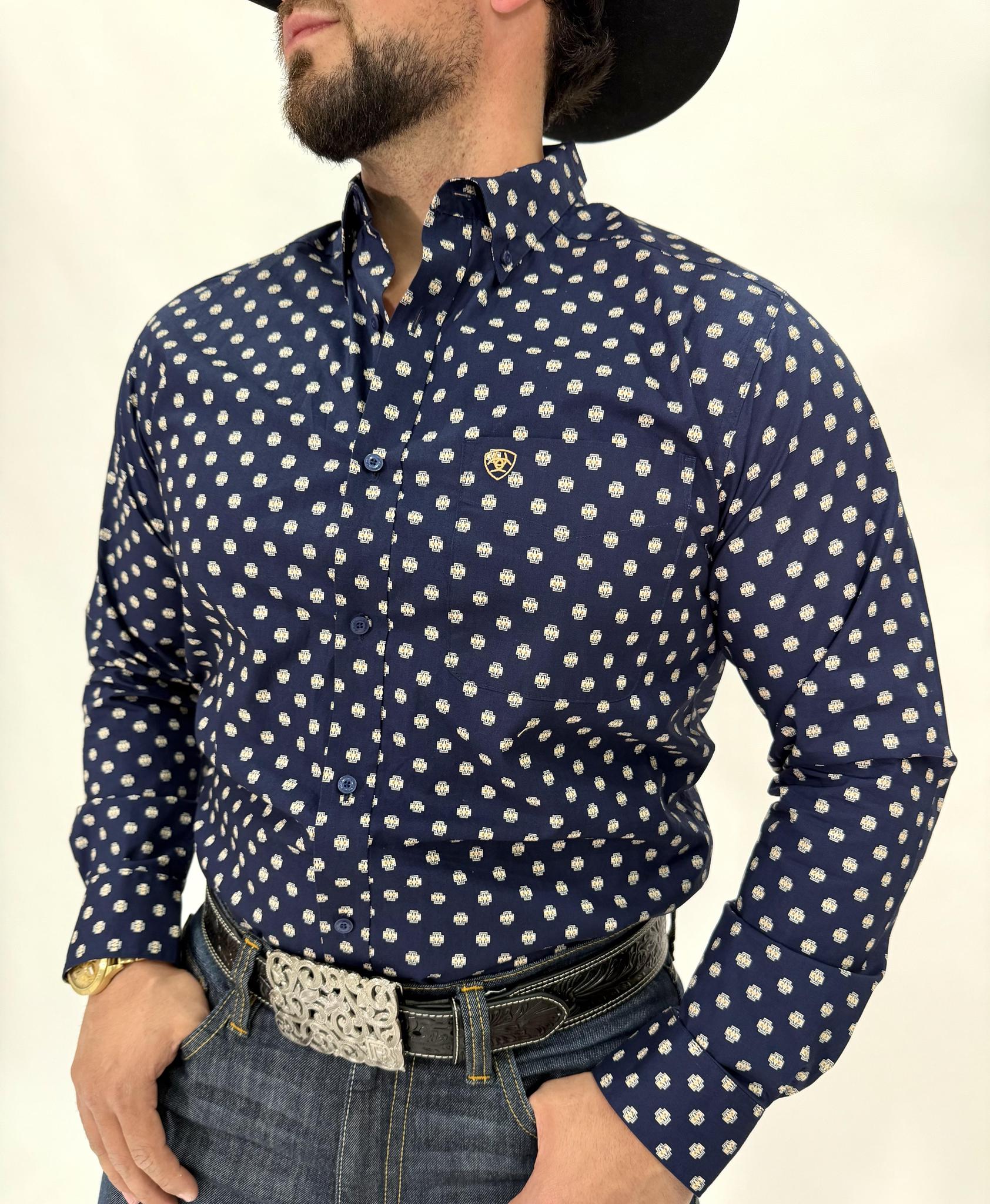 Ariat Mens Sammy Fitted Shirt Dark Blue Long Sleeve Shirt | 10062246
