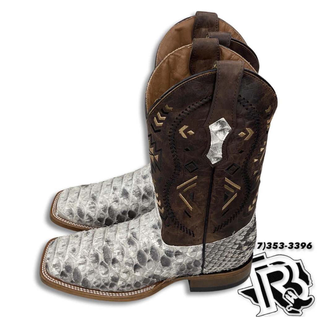 “ FRANK “ | JUMBO ORIGINAL PYTHON NATURAL MEN SQUARE TOE WESTERN BOOT