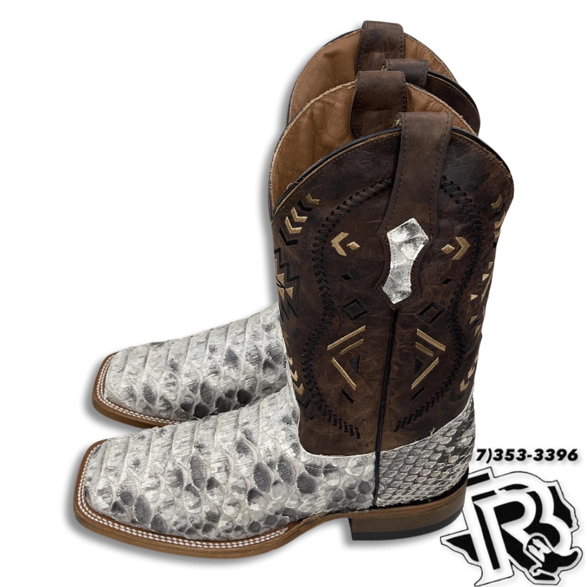 “ FRANK “ | JUMBO ORIGINAL PYTHON NATURAL MEN SQUARE TOE WESTERN BOOT