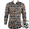 AZTEC PRINT | MEN LONG SLEEVE SNAP SHIRT B2S7079