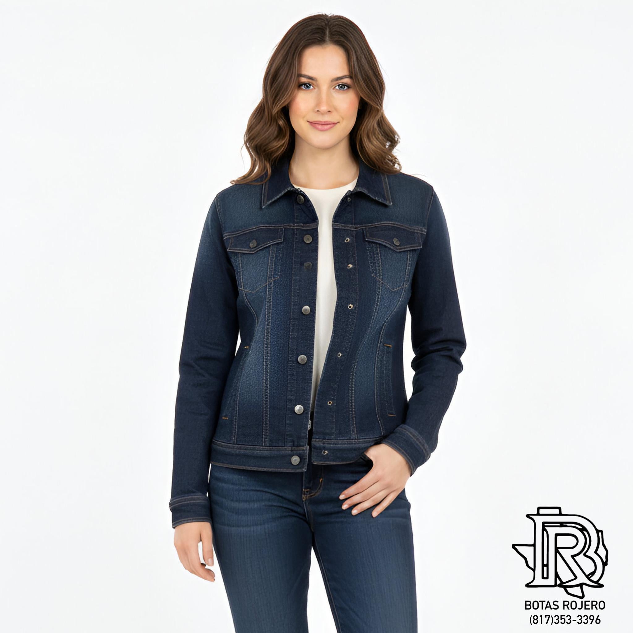 “ Gianna “ | WOMEN CINCH JACKET DENIM DARK WASH WITH AZTEC PRINT MAJ9878004