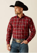 MENS ARIAT RED  PRO SERIES JUDE CLASSIC FIT LONG SLEEVE SHIRT | 10053903
