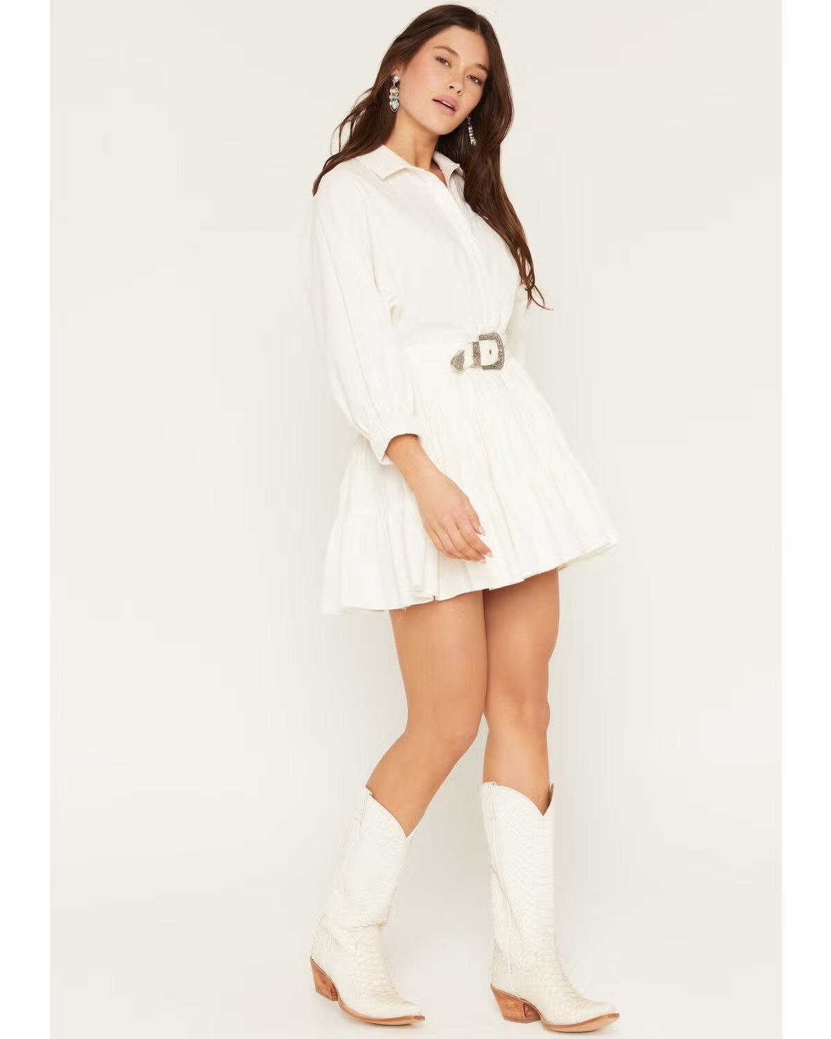 ROCK & ROLL WOMEN'S LONG SLEEVE BELTED MINI DRESS |BWD2R08776