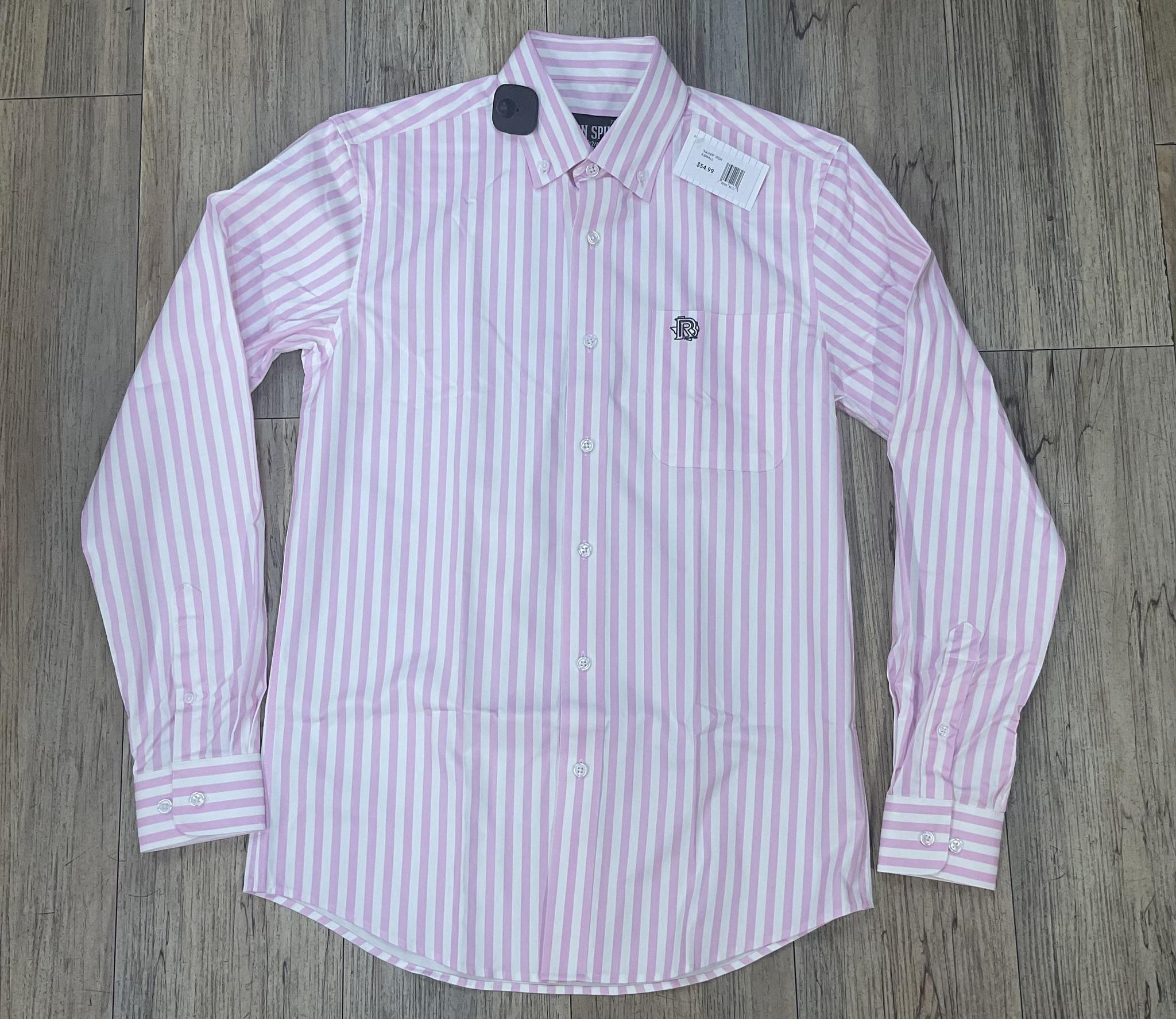 ‘’XAVIER’’ IRON SPUR WESTERN CO.MEN’S  LONG SLEEVE PINK/WHITE STRIPE SHIRT