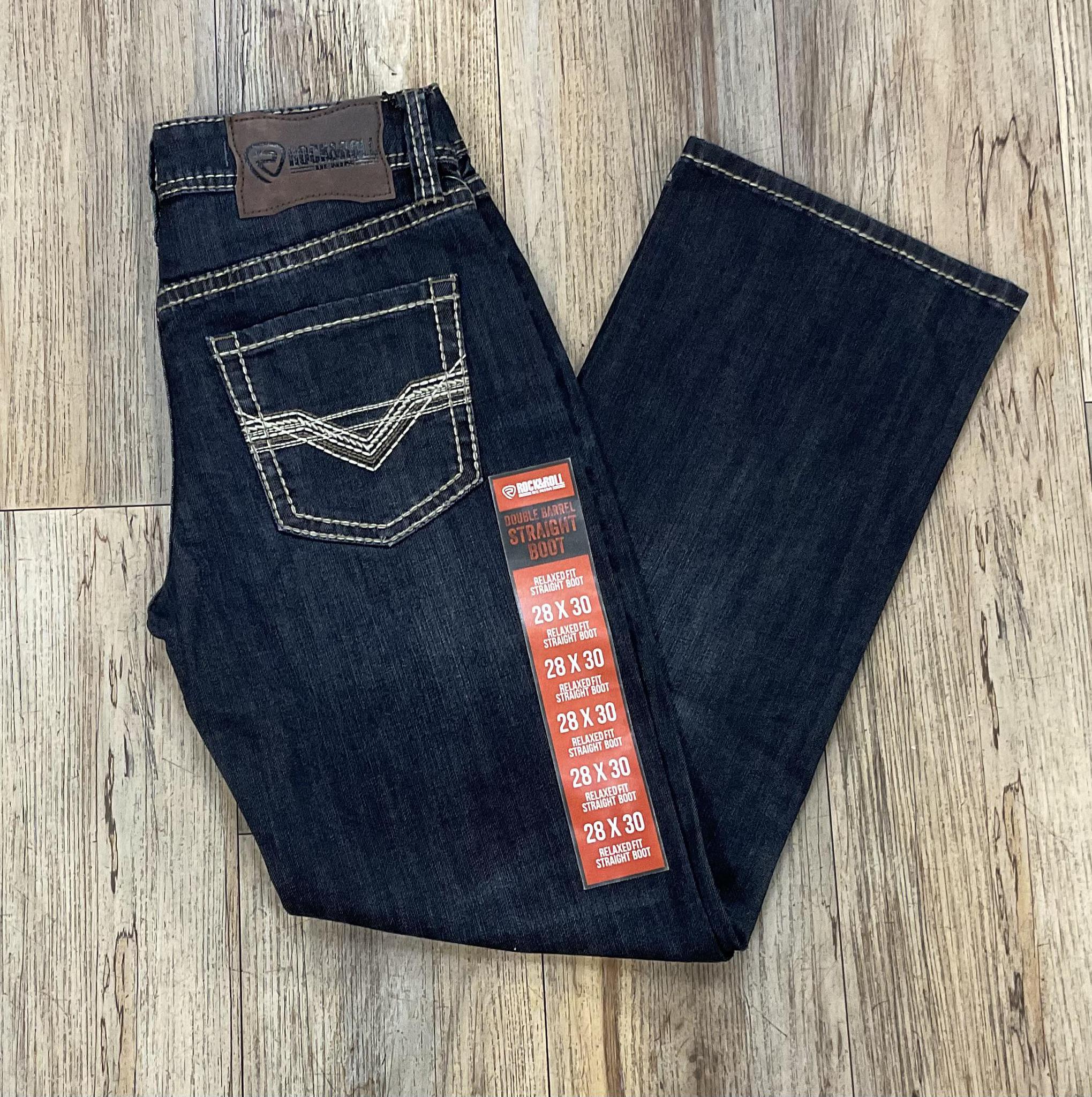 Mens Rock & Roll two tone straight dark wash jeans | BM0SD06124 red label
