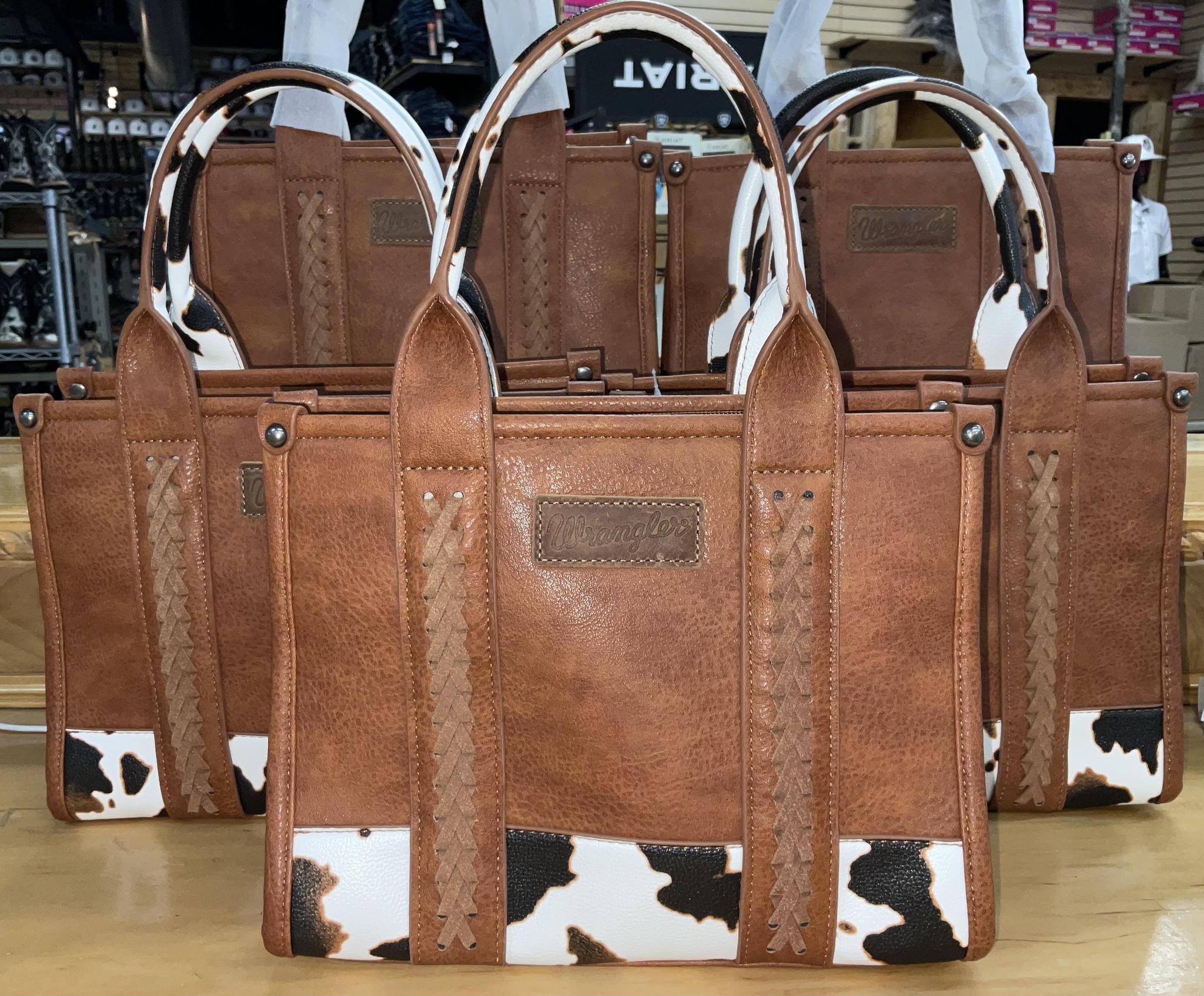 ‘BRYANNA’ BROWN COWHIDE WRANGLER TOTE BAG