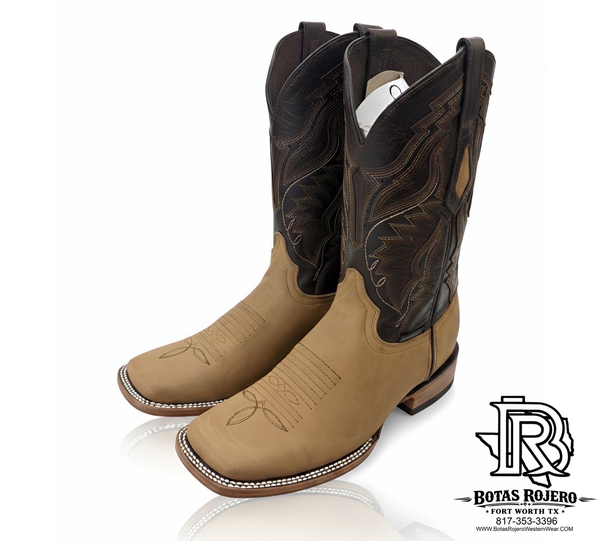“ Hank “ | Men Western Boots Light Brown Square Toe Leather