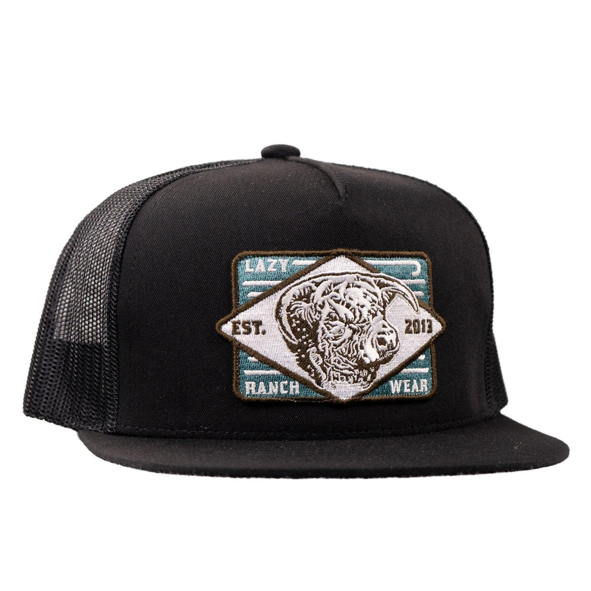 Lazy J Ranch Youth Black Iron Horn Classic Five Panel Trucker Hat