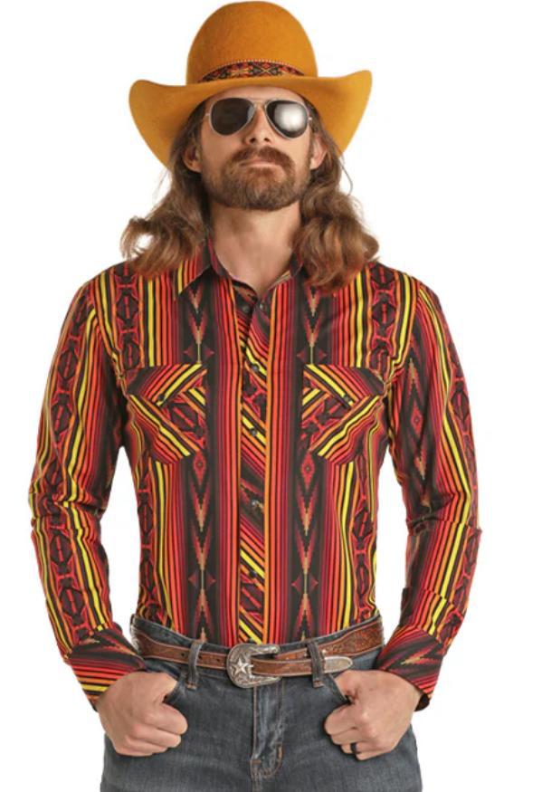 MEN’S ROCK & ROLL BLACK LONG SLEEVE SHIRT | BMN2S02167