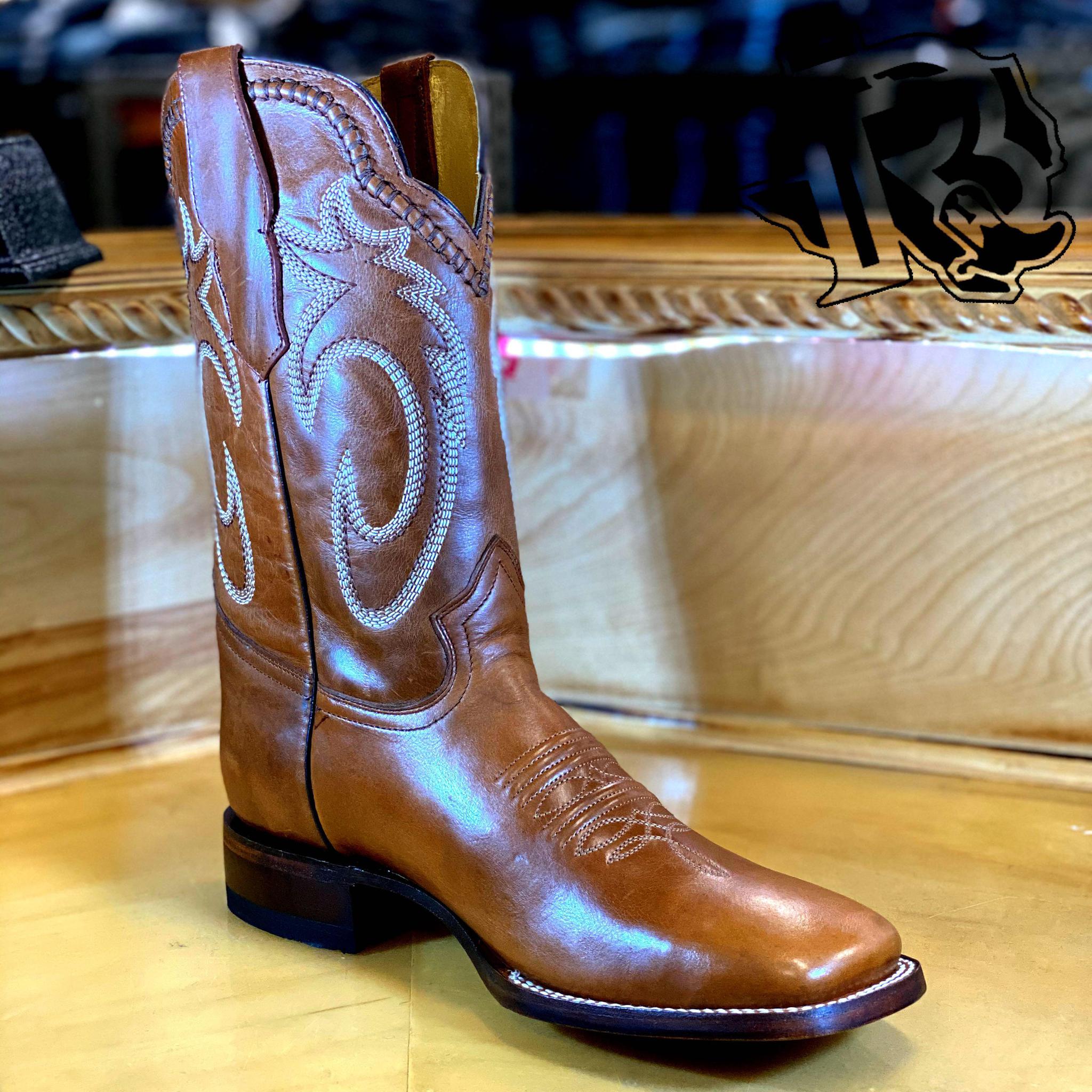 SQUARE TOE TAN MEN BOOTS HANDMADE REAL LEATHER MORERIA