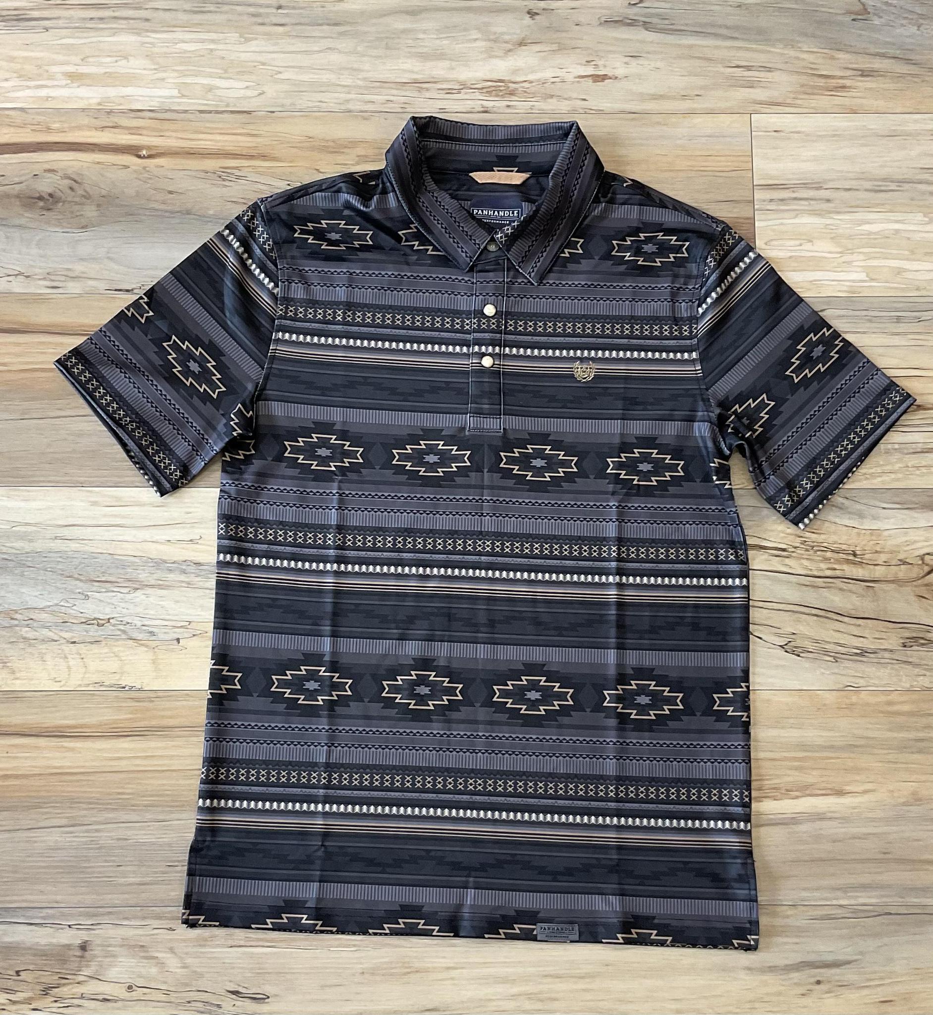 Mens serape snap knit polo black panhandle |PPMT51R0WQ
